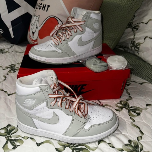 Nike High-Top Sneakers in White and Light Gray - Picture 1 of 1